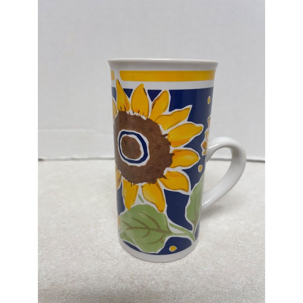 GANZ Vintage  4 Espresso Cappuccino Ceramic Cups Flower Design 5oz. Sunflower - Picture 6 of 6
